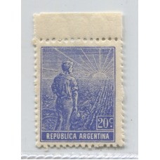 ARGENTINA 1915 GJ 381 LABRADOR PAPEL ITALIANO FILIGRANA HEXAGONOS VERTICALES DENTADO 13 1/4 ESTAMPILLA NUEVA MINT U$ 67,5